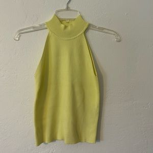 Zara Knit Light Yellow Lemon Sleeveless Blouse Top Tank Sexy Y2K 90s Small S
